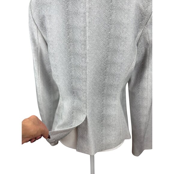 NEW Calvin Klein Blazer Jacket SZ 8 Gray White Texture Office Chic Wear Stretch - Picture 6 of 13